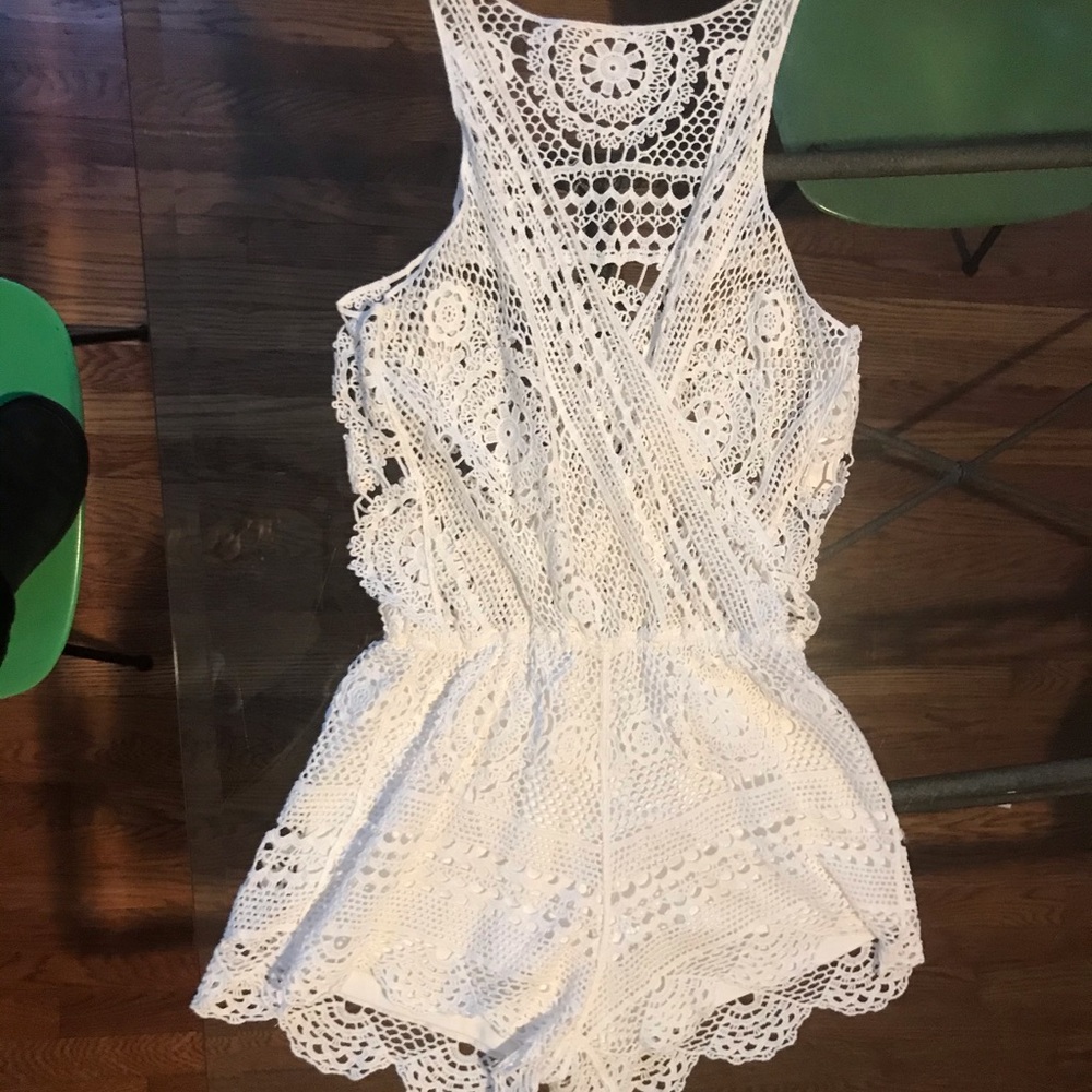 White, Crocheted Romper